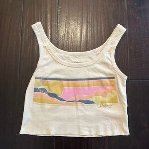 Billabong Cream and Pink Graphic Tank